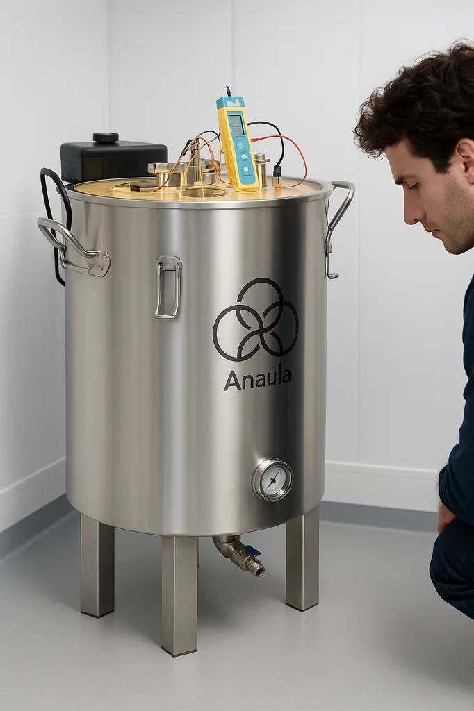 Founder inspecting an Anaula photobioreactor